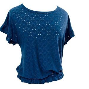 Rewind | Navy Eyelet Boho Top